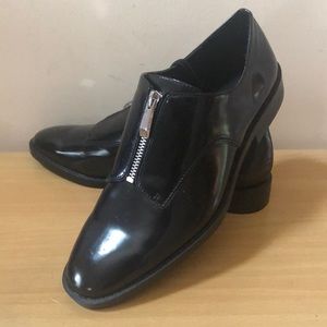 Zara trafaluc patent zipper loafers